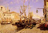 Venetian Paintings - Along A Venetian Canal by Hans Herrmann